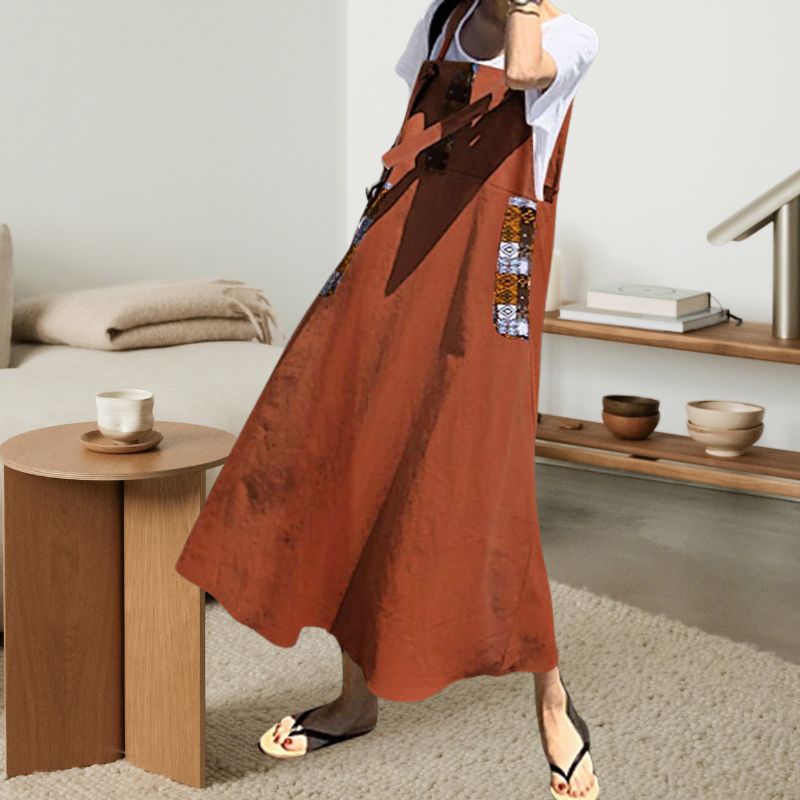 Long Pinafore Dress with Pockets