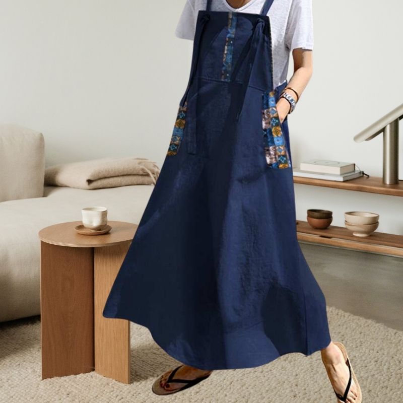 Long Pinafore Dress with Pockets