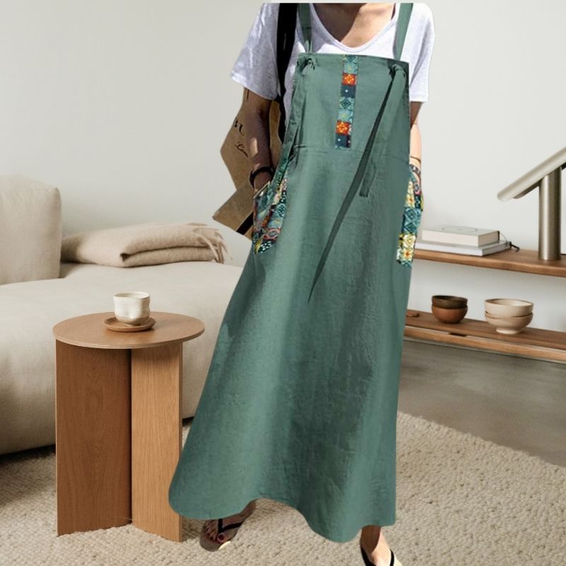 Long Pinafore Dress with Pockets