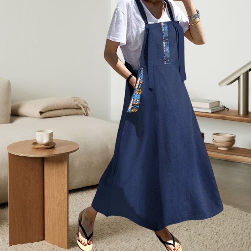 Long Pinafore Dress with Pockets