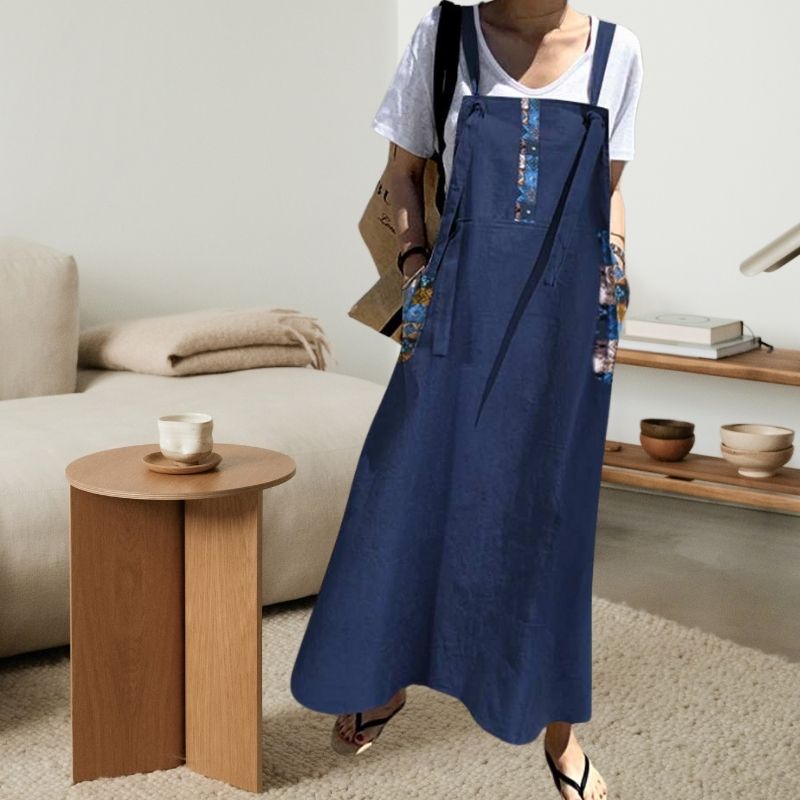 Long Pinafore Dress with Pockets