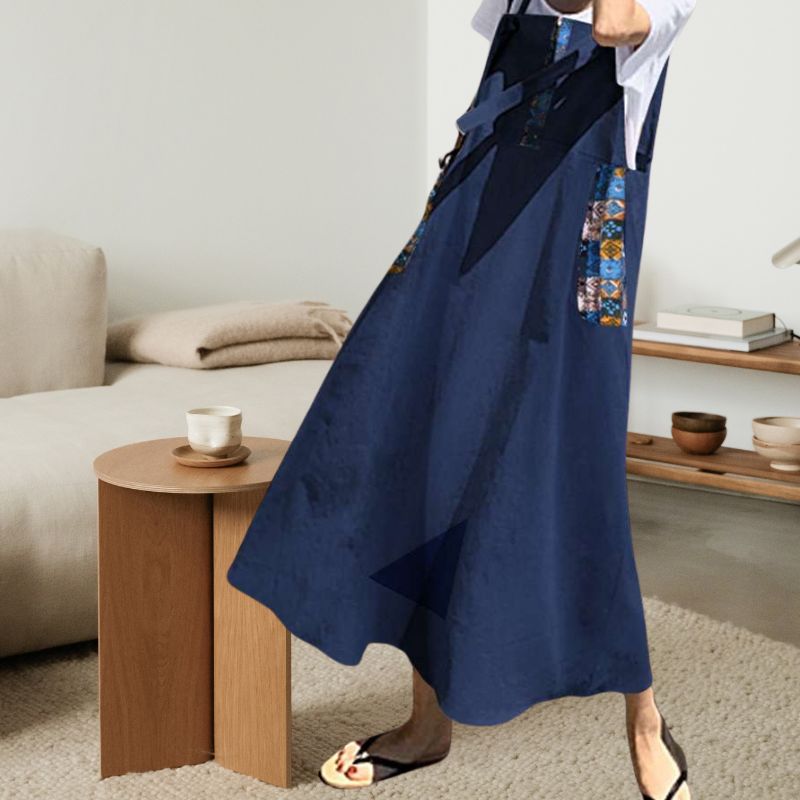 Long Pinafore Dress with Pockets
