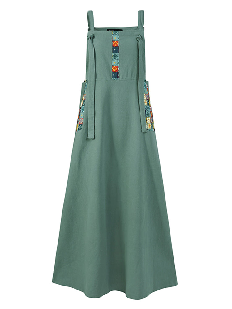Long Pinafore Dress with Pockets