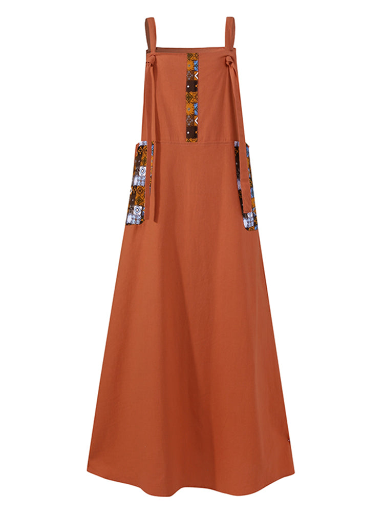 Long Pinafore Dress with Pockets