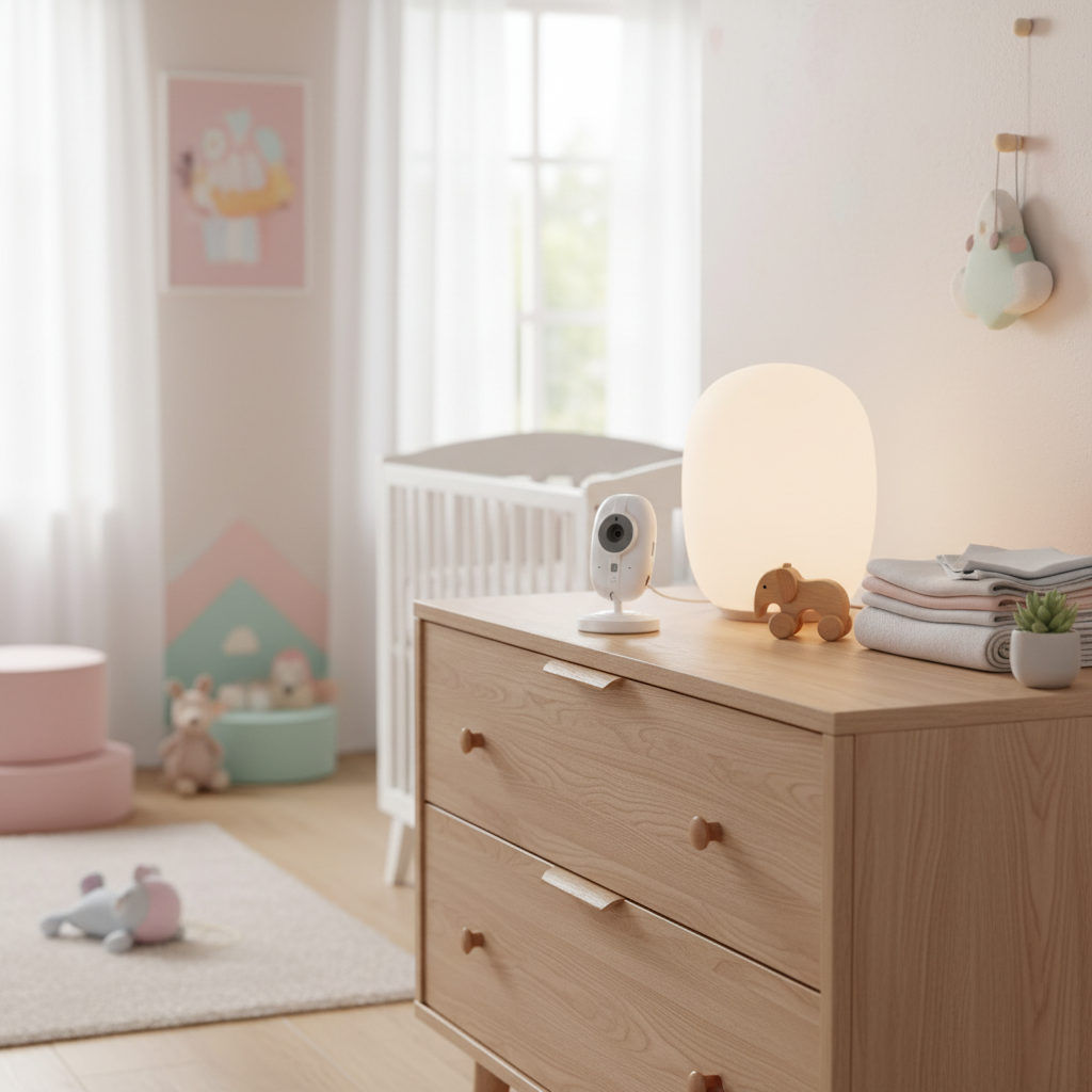 Caméra bébé sur commode
