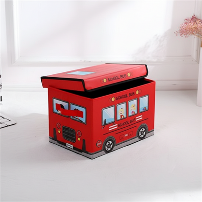 Coffre à Jouets Bus Scolaire – Rangement Enfant Pliable 4 Couleurs