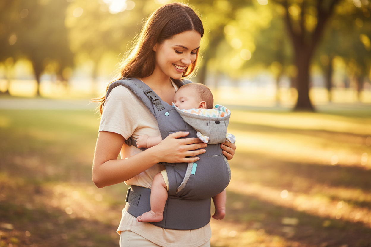 Maman avec bébé au parc