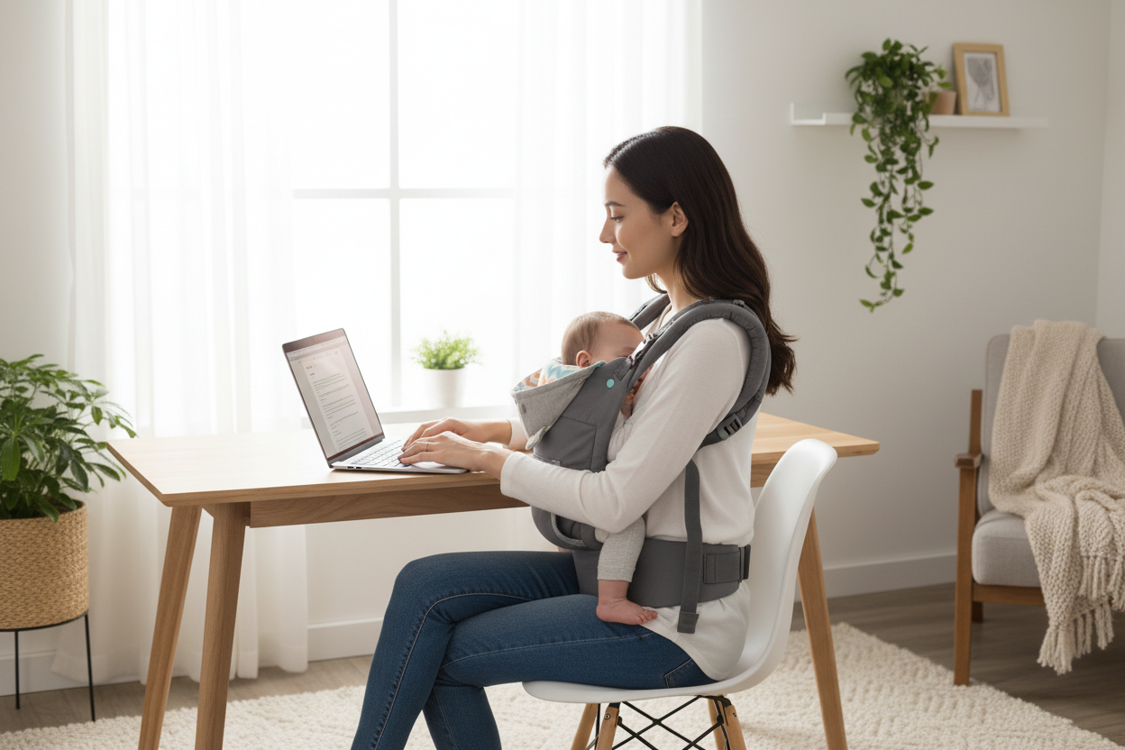 Maman travaillant avec bébé