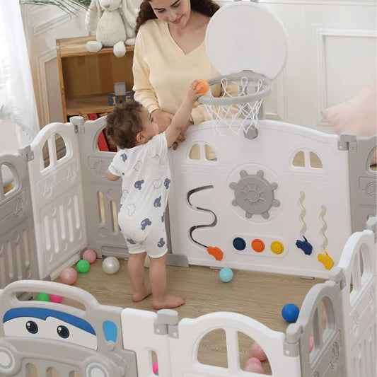 Folding Baby Park with Basketball Basket